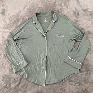 WoolX Merino Wool Green Pajama Top Shirt Long Sleeve Women's LARGE
